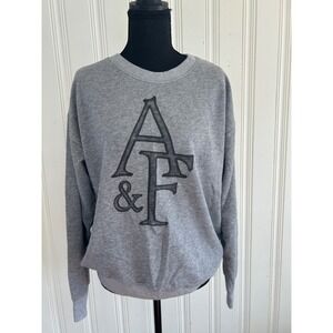 Abercrombie & Fitch Women M Gray A&F Logo Graphic Crewneck Y2K Preppy Sweatshirt